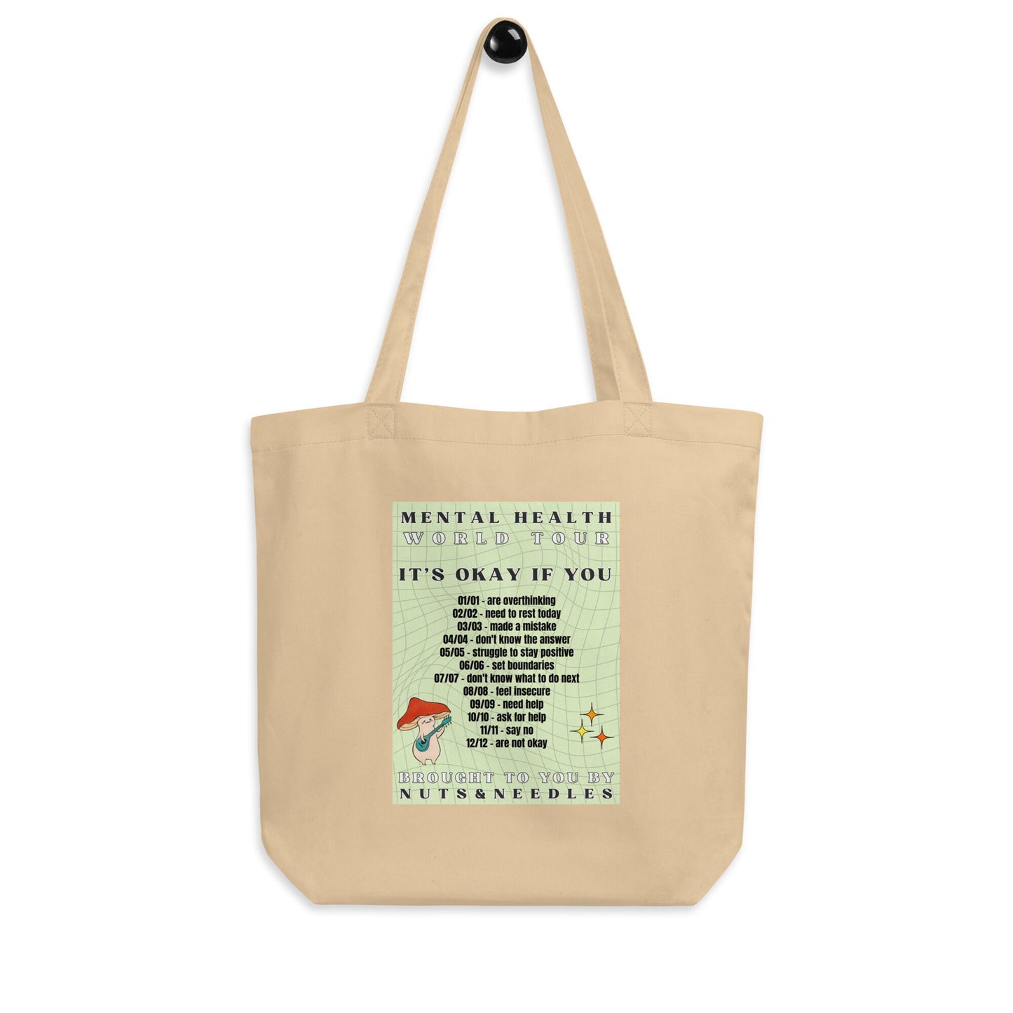 Mental Health Tote Bag 'Mental Health World Tour, Mental Health Awareness, Unisex Tote Bag, Self Care, Gift for Him, Gift for Her