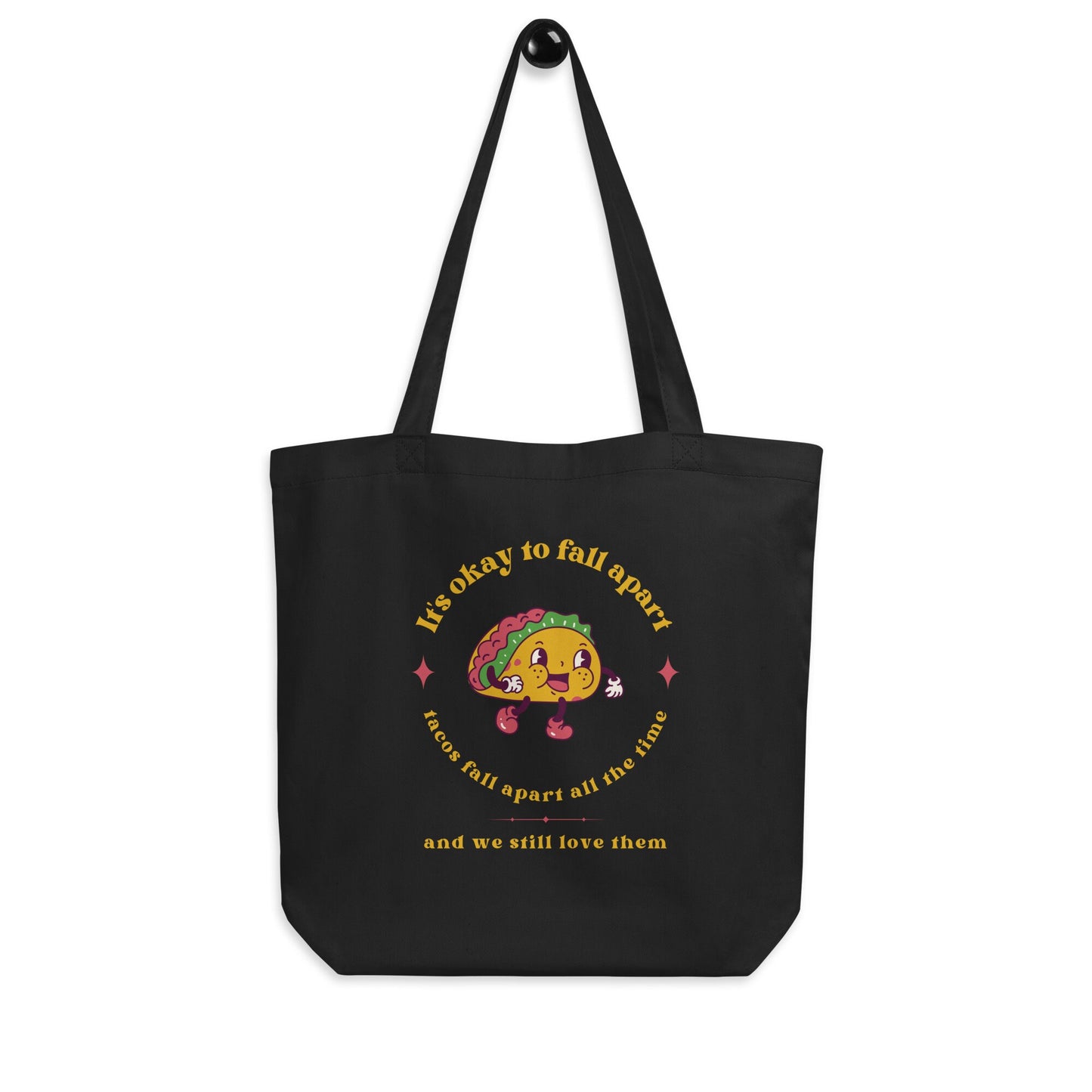 Mental Health Tote Bag 'It's okay to fall apart Taco', part of profit donated to Mental Health Charity, Self Care, ADHD, Anxiety, Tote Bag