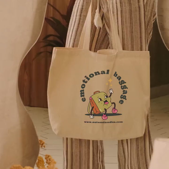 Mental Health Tote Bag 'Emotional Baggage', Mental Health Awareness, part of profit donated to charity, Self Care, ADHD, Anxiety, BPD