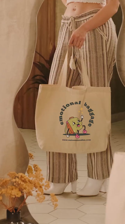 Mental Health Tote Bag 'Emotional Baggage', Mental Health Awareness, part of profit donated to charity, Self Care, ADHD, Anxiety, BPD