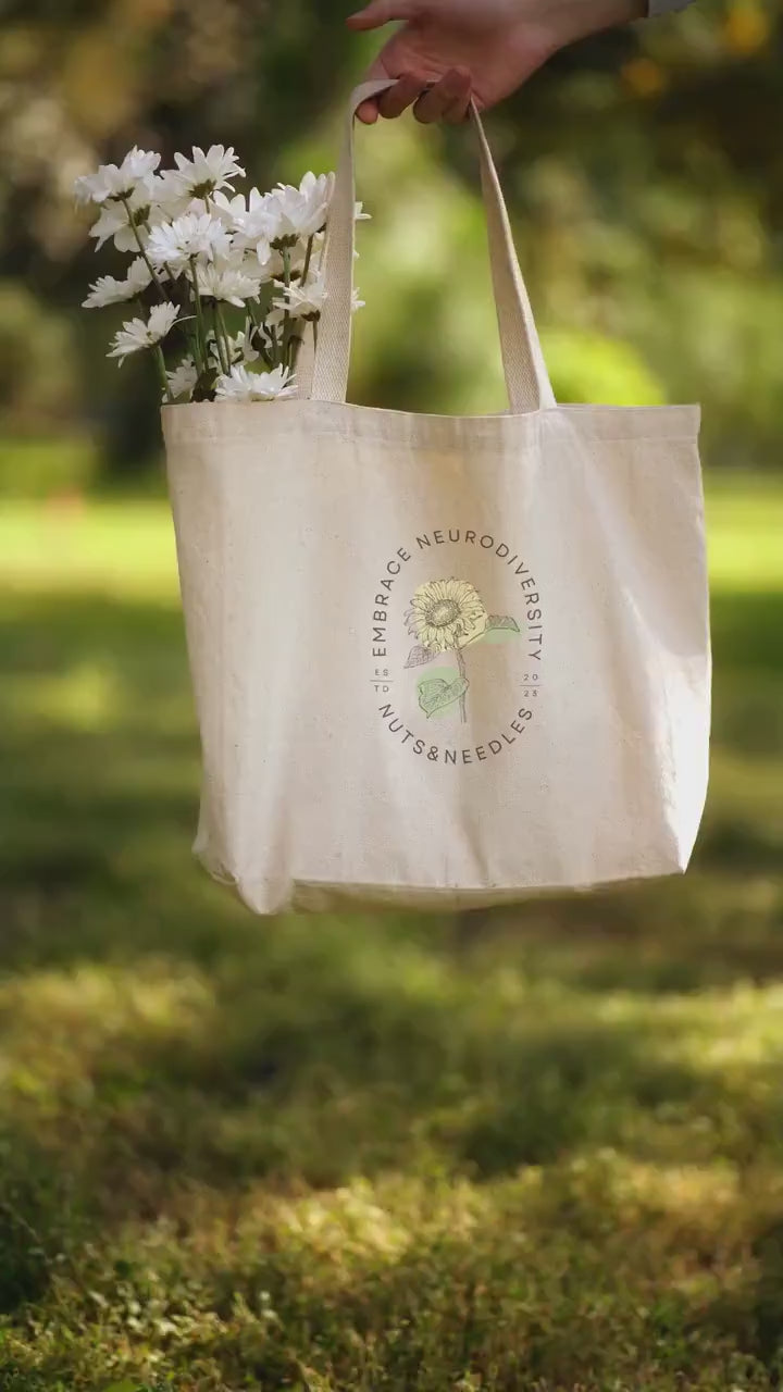 Mental Health Tote Bag 'Embrace Neurodiversity', part of profit donated to Mental Health Charity, Autism, ADHD, Asperger, Neurodiversity