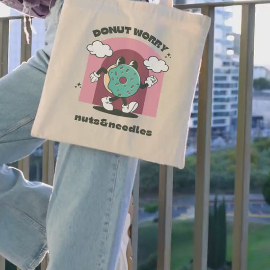 Tote Bag 'Donut Worry', Mental Health Awareness, part of profit donated to charity, Self Care, ADHD, Anxiety, BPD, tote bag