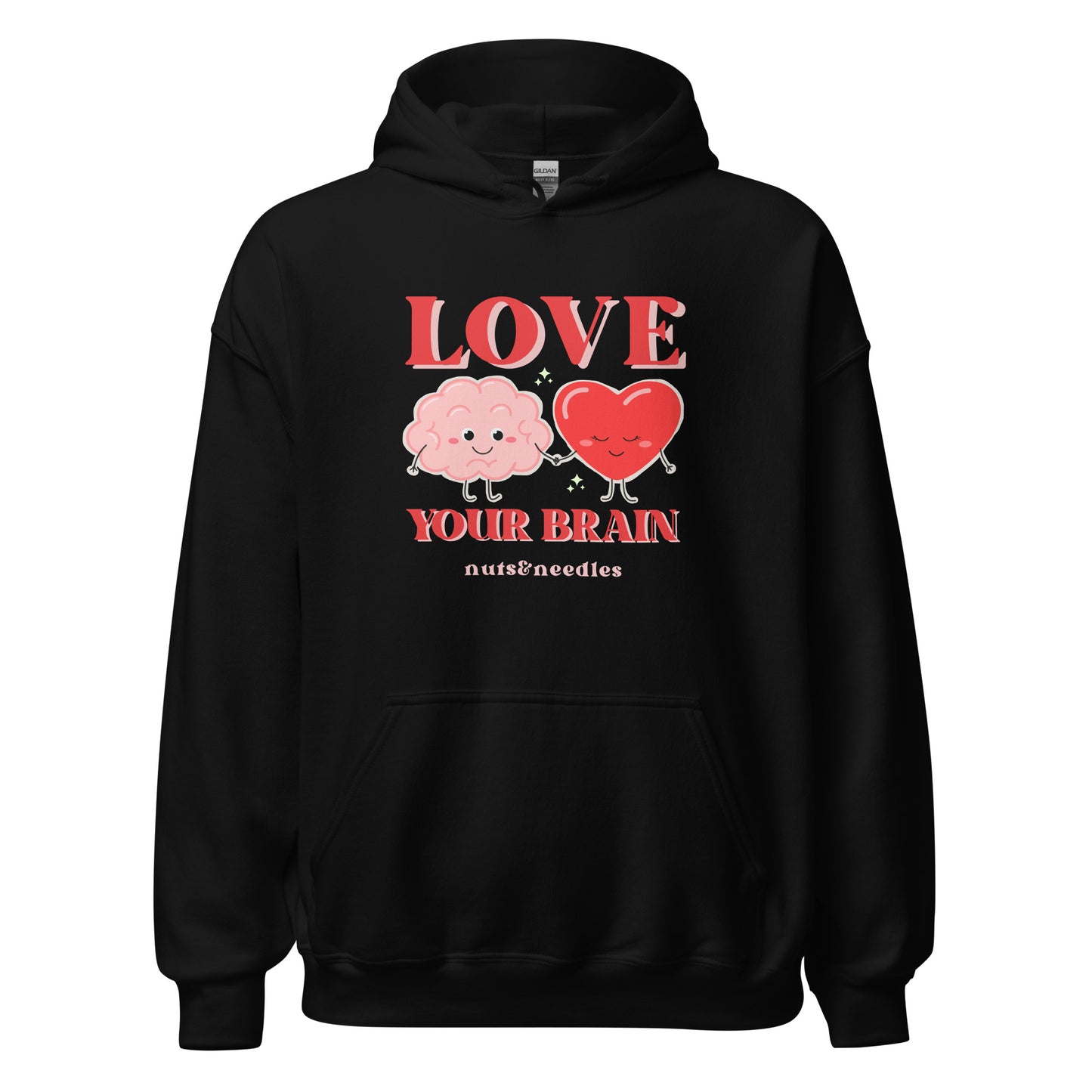 Valentines Day themed Mental Health Hoodie 'Love Your Brain'