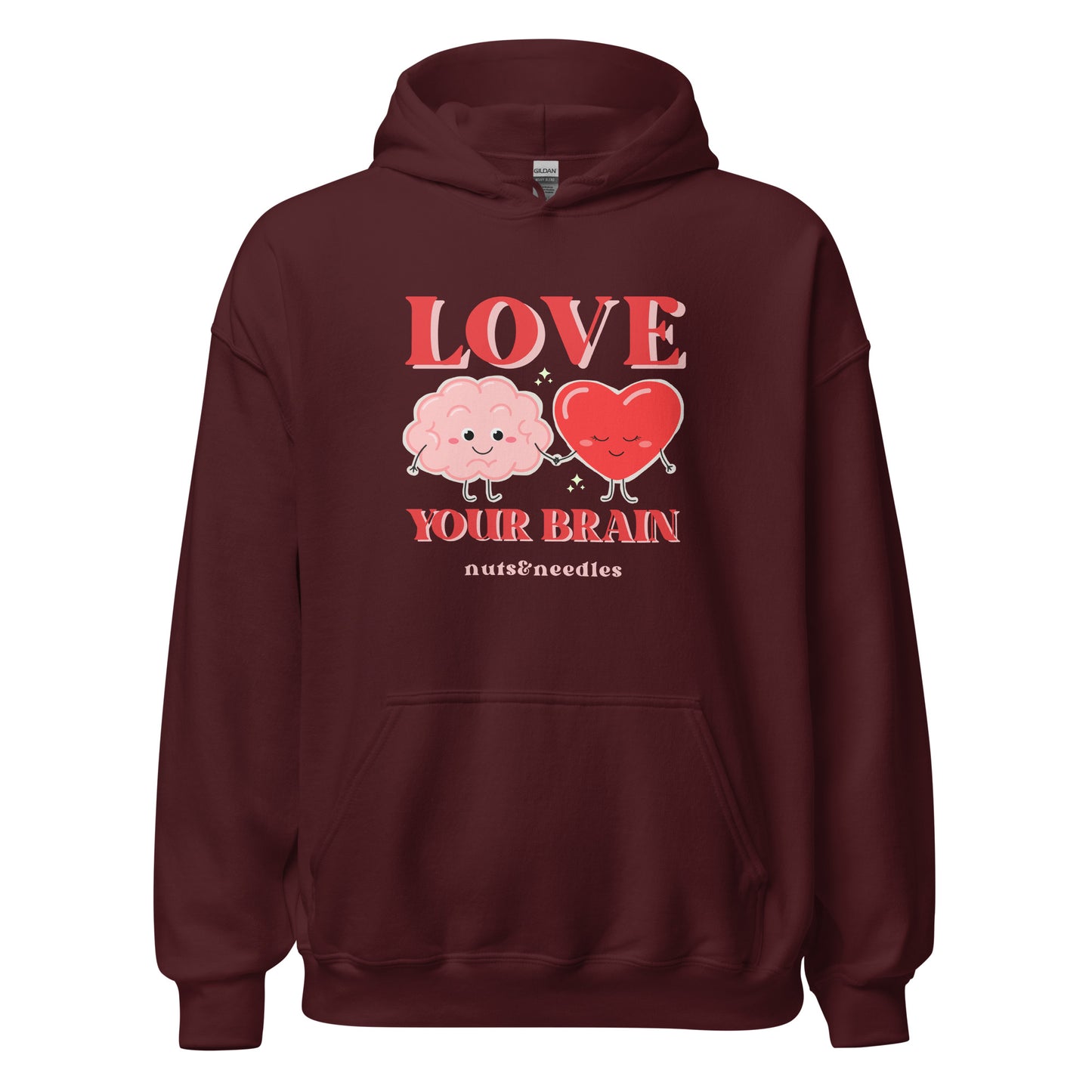 Valentines Day themed Mental Health Hoodie 'Love Your Brain'