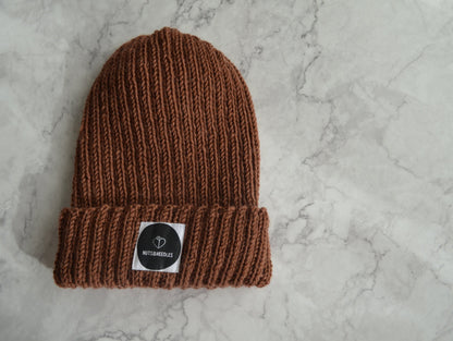 Beanie rust brown, handmade knitwear, knit Merino wool beanie, handmade gift, Gift for Her, Gift for Him