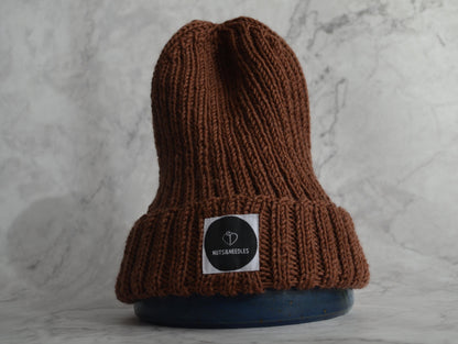 Beanie rust brown, handmade knitwear, knit Merino wool beanie, handmade gift, Gift for Her, Gift for Him