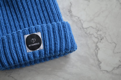 Beanie Anxiety Awareness (intense blue), Mental Health, part of profit donated to Charity, handmade knitwear, knit Merino wool beanie