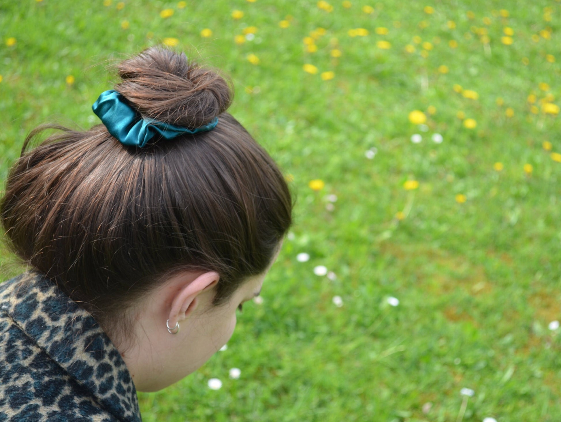 Scrunchie PTSD and Mental Health Awareness, part of profit donated to PTSD charity, handmade gift for her, Silk hair accessory