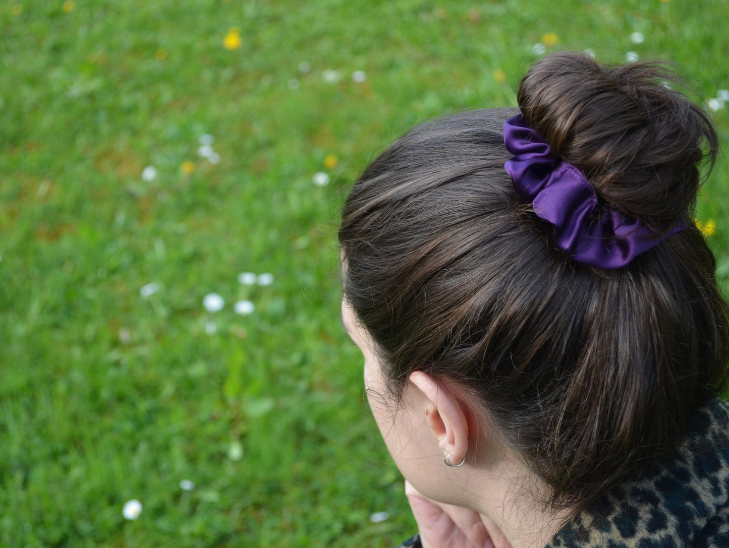 Scrunchie Dementia and Mental Health Awareness, part of profit is donated to Dementia Charity, handmade gift for her, silk hair accessory