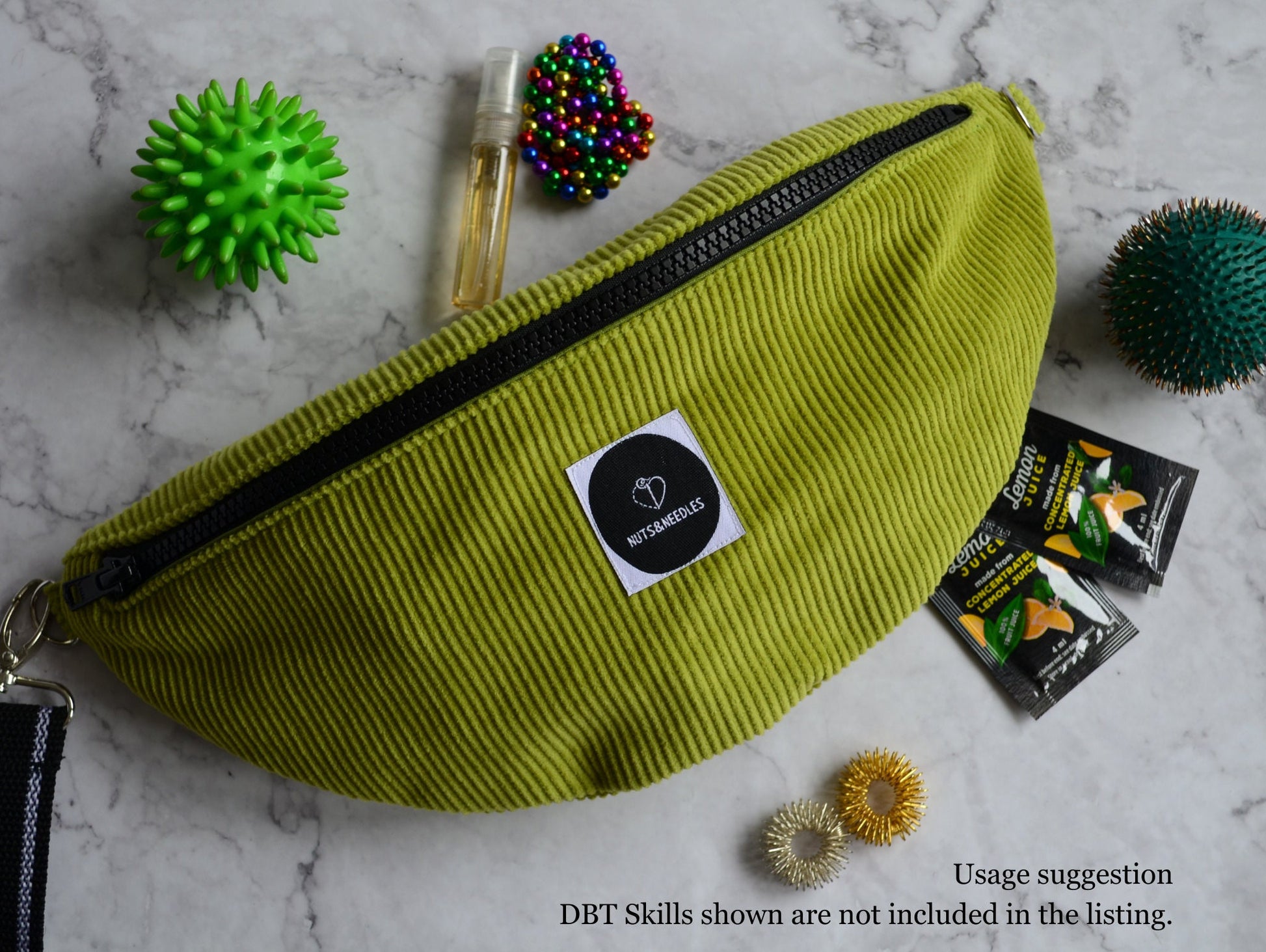 Skills Bag Depression Awareness, part of profit donated to charity, Mental Health, handmade Fanny Pack for fidget toys, DBT Skill, Depressed