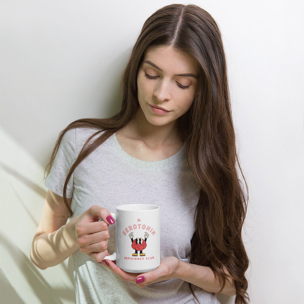 Mental Health Mug &#39;Serotonin Deficiency Club&#39;, Depression Awareness, Mental Health Awareness, Coffee Addicted, Coffee Cup