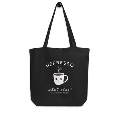 Mental Health Tote Bag 'Depresso What else?', part of profit donated to Depression Charity, Self Care, Mental Health Awareness, Coffee Shirt
