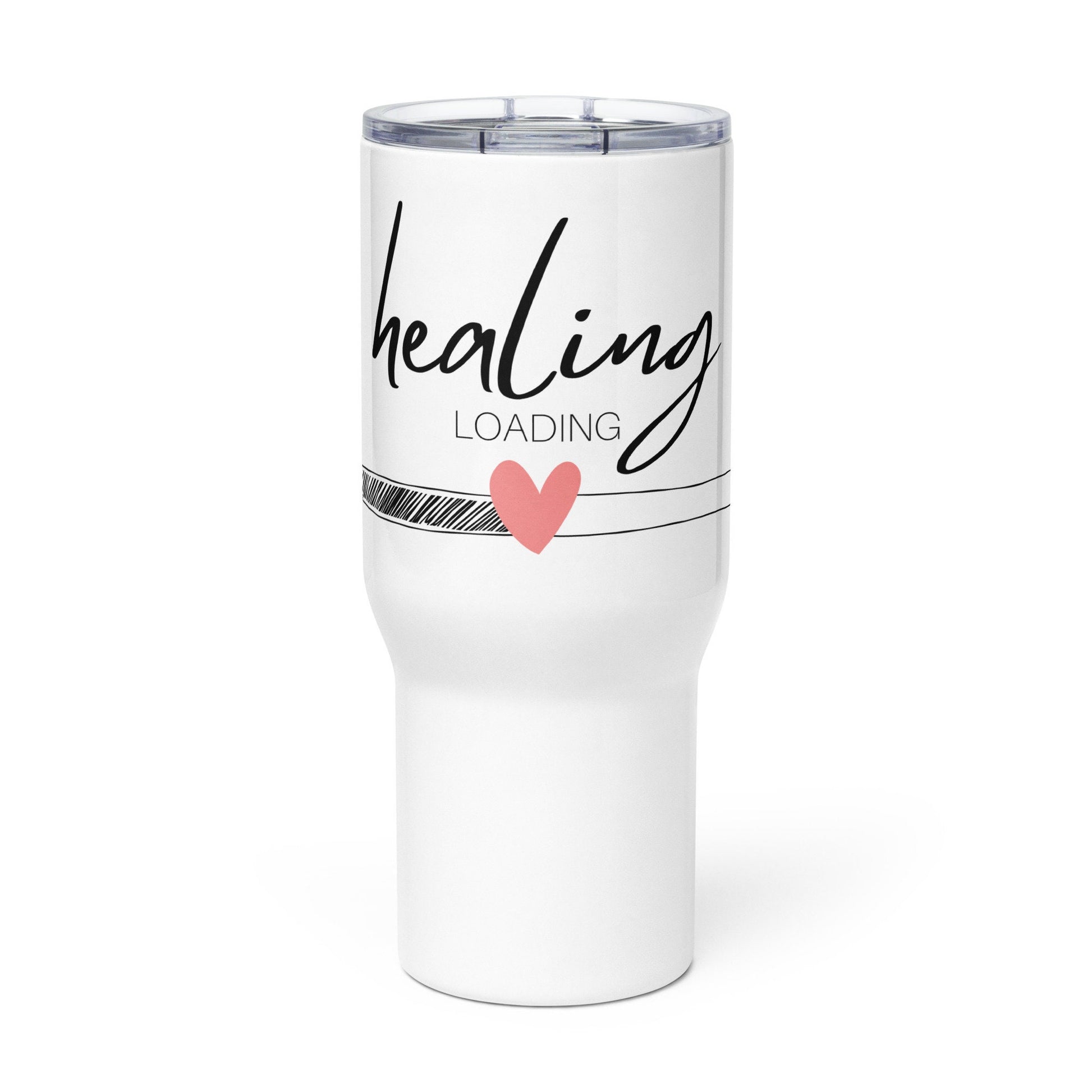 Mental Health Travel Mug &#39;Healing Loading&#39;, stainless steel mug with handle, Mental Health Awareness, Coffee Cup, Tea Cup, Self Care