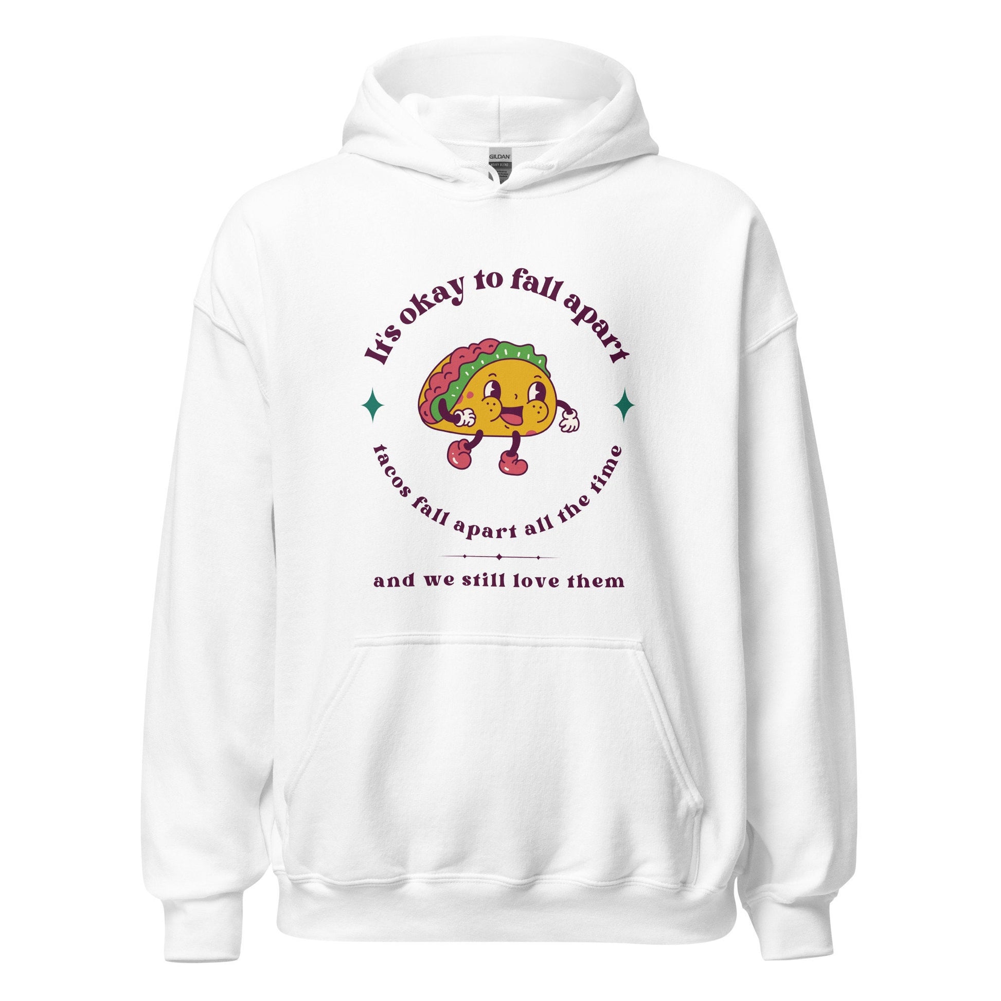 Mental Health Hoodie &#39;It&#39;s okay to fall apart Taco&#39;, part of profit donated to Mental Health Charity, Unisex Hoodie, Self Care, BPD, ADHD