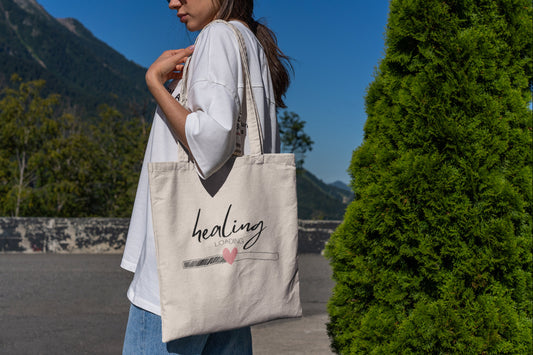 Mental Health Tote Bag 'Healing Loading', part of profit donated to Mental Health Charity, Self Care, ADHD, Anxiety, BPD, Tote Bag, Healing