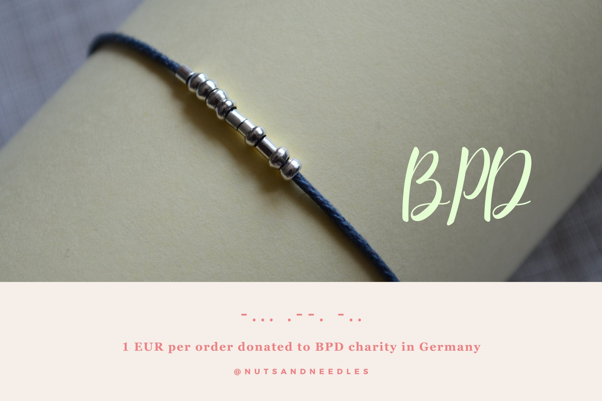 Minimalist Morse Code Bracelet, Borderline Awareness, part of profit donated to BPD charity, Mental Health, handmade jewelry, DBT Skill