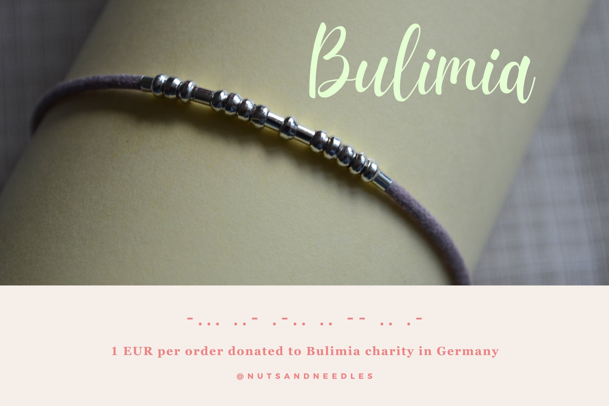 Minimalist Morse Code Bracelet, Eating Disorder Awareness, part of profit donated to charity, Mental Health, handmade jewelry, anti stress