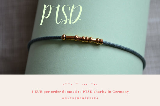 Minimalist Morse Code Bracelet, PTSD Awareness, part of profit donated to charity, Mental Health, handmade jewelry, anti stress jewelry