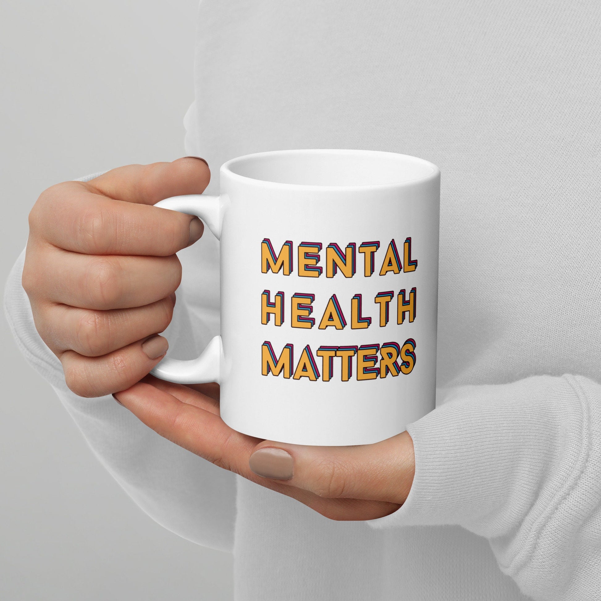 colorful Mug 'Mental Health Matters', Mental Health Awareness, part of profit donated to charity, Self Care, coffee mug, tea cup, drinks
