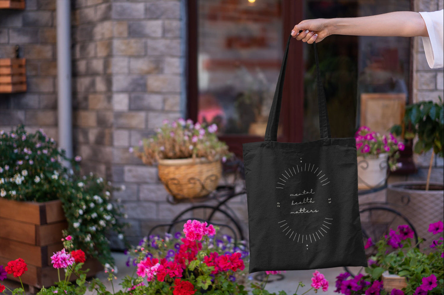 minimalist Tote Bag 'Mental Health Matters', Mental Health Awareness, part of profit donated to charity, Self Care, ADHD, Anxiety, BPD