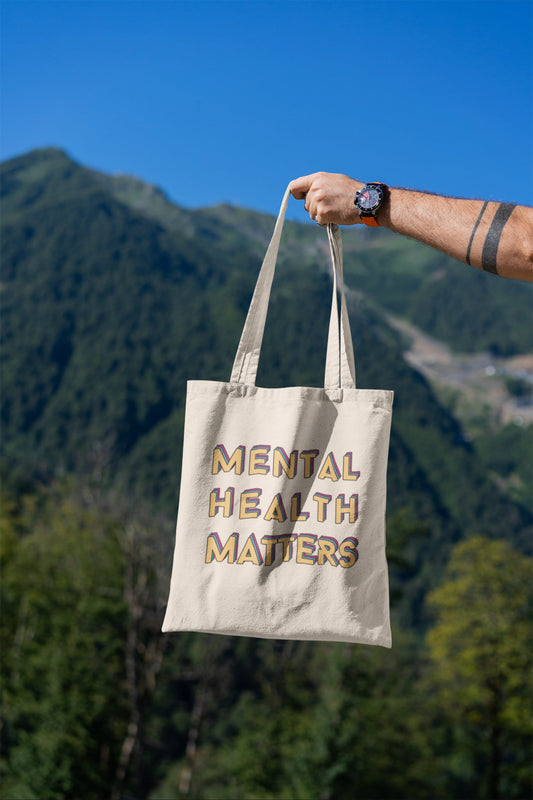 colorful Tote Bag 'Mental Health Matters', Mental Health Awareness, part of profit donated to charity, Self Care, ADHD, Anxiety, BPD