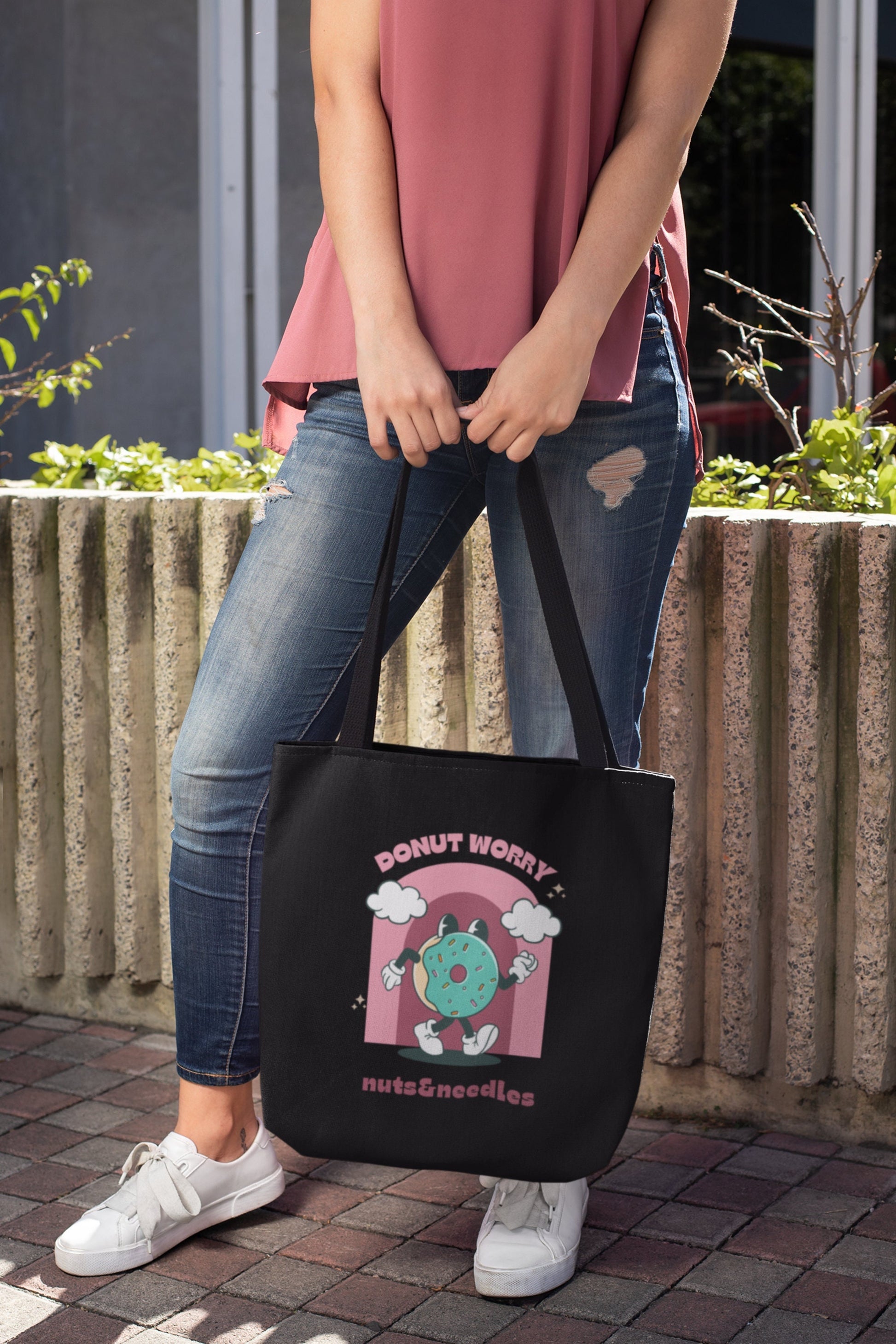 Tote Bag 'Donut Worry', Mental Health Awareness, part of profit donated to charity, Self Care, ADHD, Anxiety, BPD, tote bag