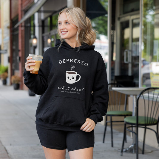 Mental Health Hoodie 'Depresso What Else?', Unisex, Depression Awareness, Mental Health Awareness, Coffee Addicted, Coffee Hoodie
