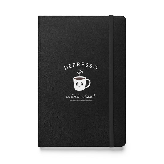 Mental Health Awareness Notebook &#39;Depresso What Else?, Hardcover bound notebook, part of profit donated to Depression Awareness charity