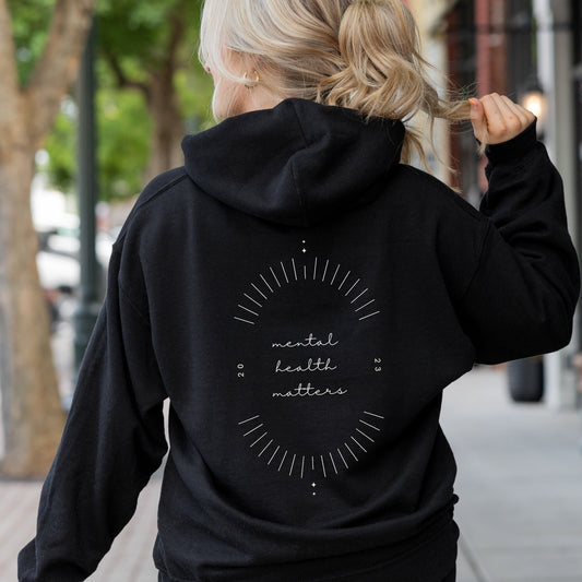 minimalist Hoodie 'Mental Health Matters', Mental Health Awareness, part of profit donated to charity, Self Care, ADHD, Anxiety, BPD