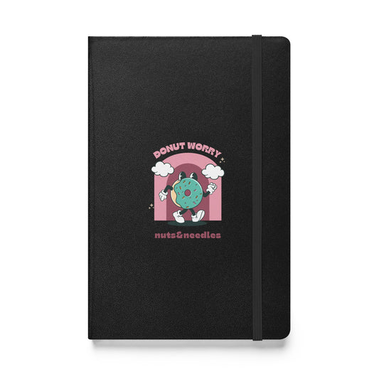 Mental Health Awareness Notebook &#39;Donut Worry&#39;, Hardcover bound notebook, part of profit donated to Mental Health Awareness charity