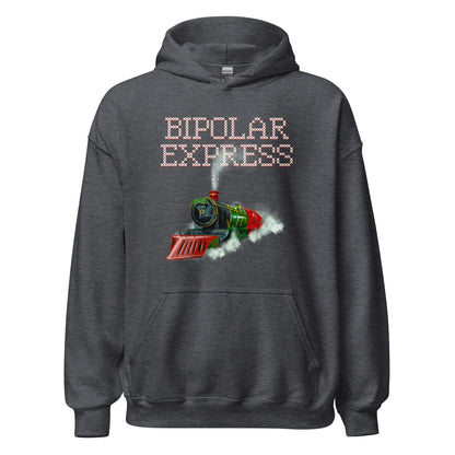 Ugly Christmas Hoodie &#39;Bipolar Express&#39;, part of profit donated to Bipolar Disorder Charity, Mental Health, Unisex Hoodie, Self Care