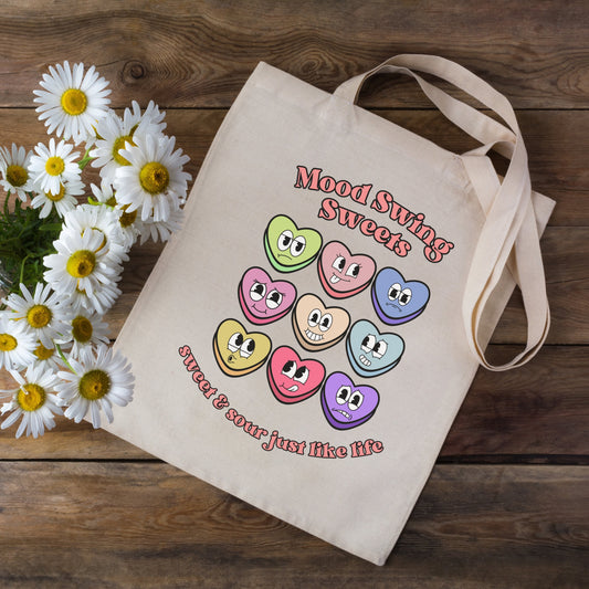 Mental Health Tote Bag 'Mood Swing Sweets', Valentines Day, Self Love, Self Care, Part of Profit donated to charity, Valentines Gift