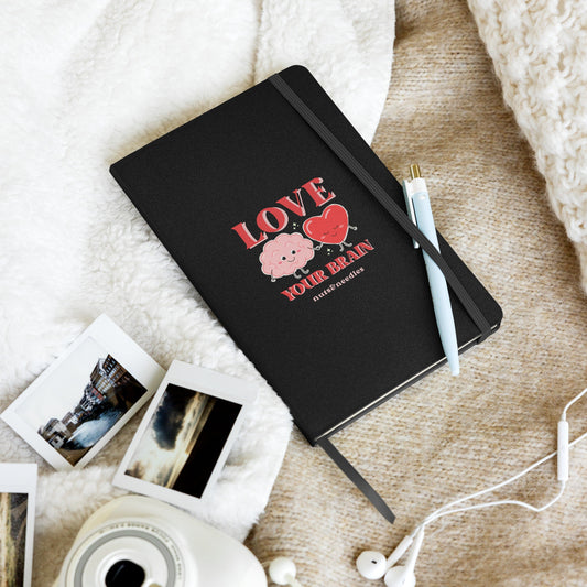 Mental Health Notebook 'Love Your Brain', Valentines Day, Self Love, Self Care, Part of Profit donated to charity, Valentines Gift